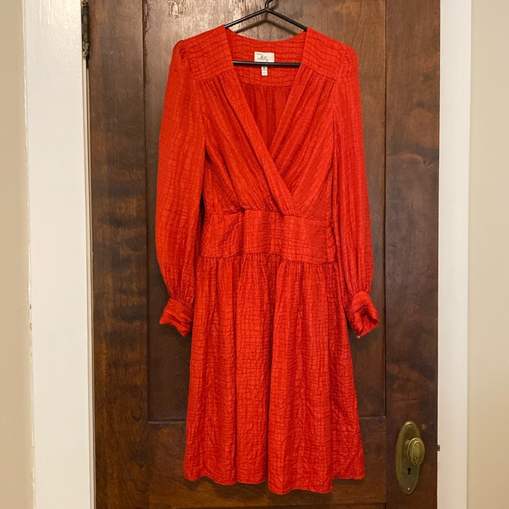 Milly NY Textured Red Silk Dress Sz 6.